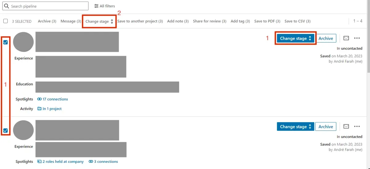 How to change a candidate's stage in the pipeline