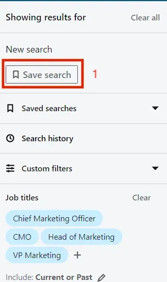 Save search button in LinkedIn Recruiter