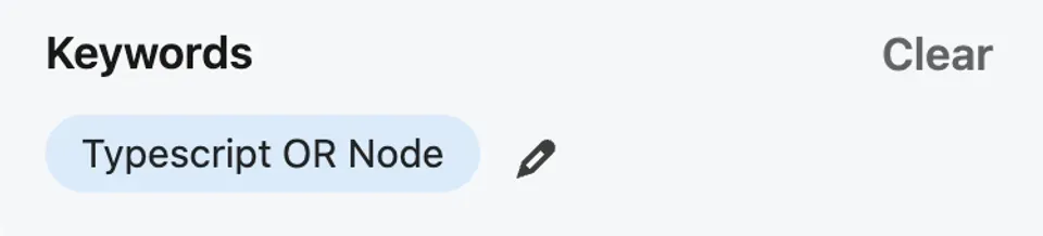 Search input field with keywords Typescript OR Node