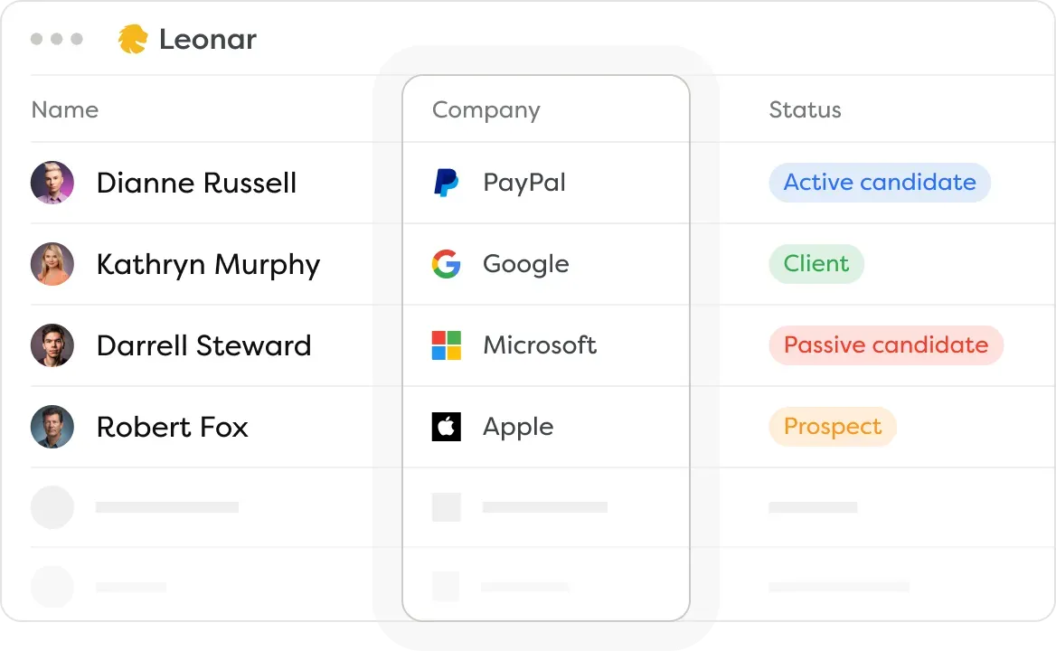 Leonar talent pool management dashboard for candidate sourcing
